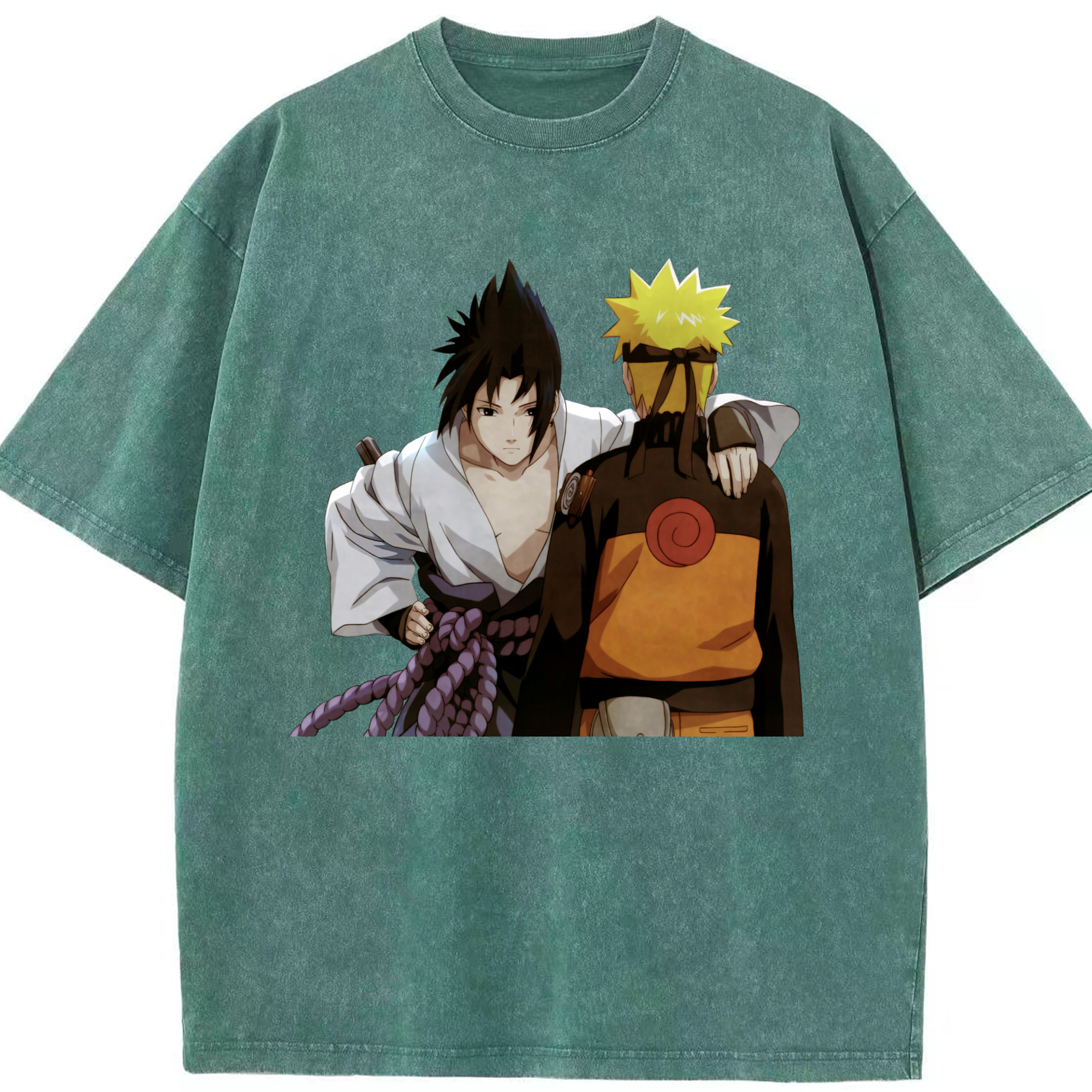 （画像用） NARUTO -ナルト- うちは サスケ Uchiha Sasuke 綿100% ヴィンテージ風 半袖Tシャツ（フロントプリント）